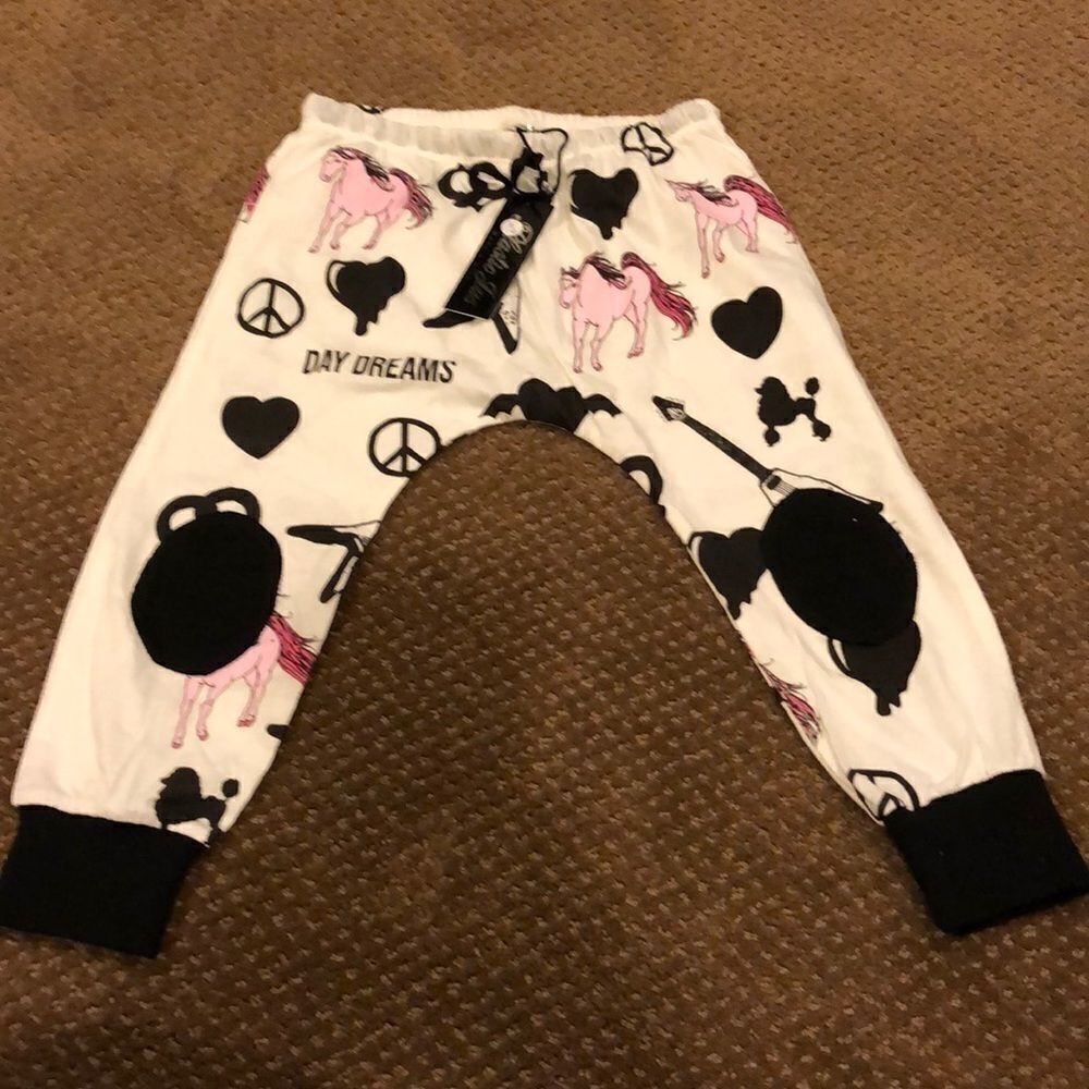 Plastic Jus Girls Cream & Black Adjustable Pants